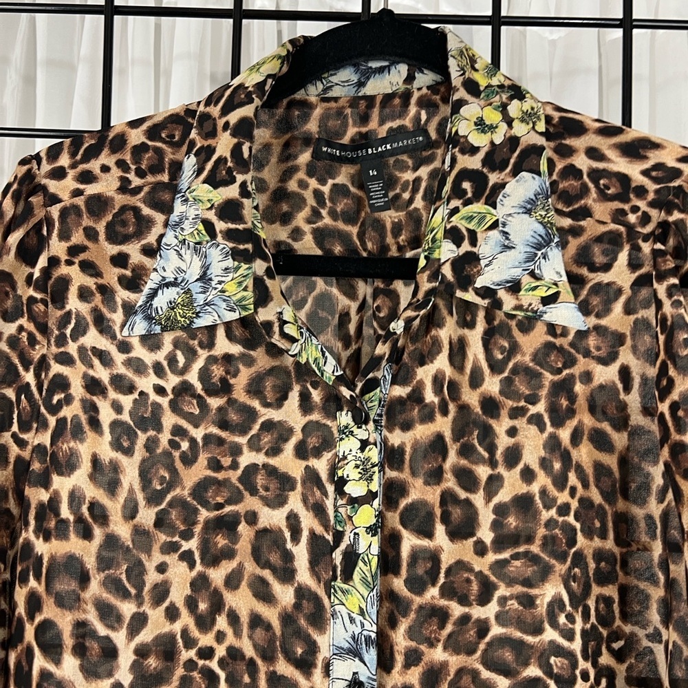 White House Black Market Leopard Print Long Sleeve Dress - Picture 7 of 14